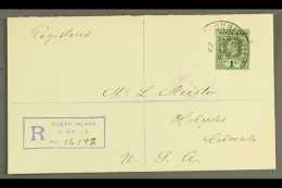 OCEAN ISLAND 1929 Registered Cover To Colorado, USA, Bearing KGV 1s Cancelled With "G.P.O. Ocean Isld." Pmk And... - Gilbert & Ellice Islands (...-1979)