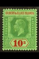 1922-27 10s Green And Red / Emerald, SG 35, Very Lightly Hinged Mint. For More Images, Please Visit... - Gilbert- En Ellice-eilanden (...-1979)