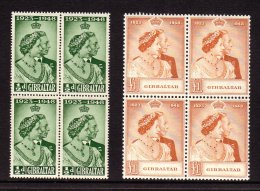 1948 Silver Wedding Set SG 134/35, In Superb Never Hinged Mint Blocks Of Four. (8 Stamps) For More Images, Please... - Gibraltar