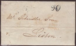 1834 (Oct) Entire Letter From Gibraltar To Lisbon, Showing Three Line "DE GIBR./S. ROQUE/ANDA. BAXA" In Red, And... - Gibraltar