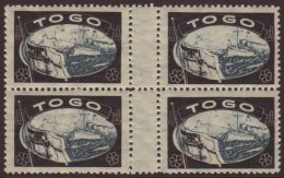 TOGO "Empire Mourning" Stamp , Yacht Design Grey Blue And Black Frame, A Rare Never Hinged Mint Vertical Gutter... - Autres & Non Classés