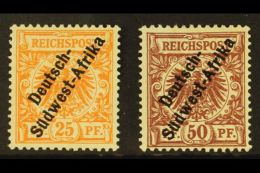 SOUTH WEST AFRICA 1897-99 25pf Orange And 50pf Chocolate Unissued Values With Overprints With Hyphen, Michel I/II... - Autres & Non Classés