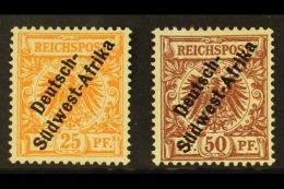 SOUTH WEST AFRICA 1897-99 25pf Orange And 50pf Chocolate Unissued Values With Overprints With Hyphen, Michel I/II... - Sonstige & Ohne Zuordnung