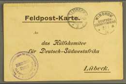 SOUTH WEST AFRICA 1906 (2 Jan) Stampless Feldpost Card With Printed Lubeck Address Showing Very Fine "WINDHUK" Cds... - Andere & Zonder Classificatie
