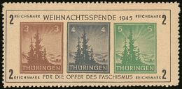 SOVIET ZONE - THURINGEN 1945 Christmas Anti-Fascist Min Sheet On Yellowish Grey Paper, Type 1, Mi Bl 1 1tx, Superb... - Autres & Non Classés