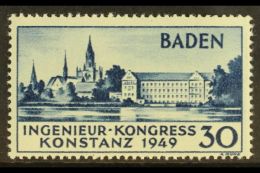FRENCH ZONE BADEN 1949 30pf Blue Engineers' Congress SECOND PRINTING (Michel 46 II, SG FB46a), Never Hinged Mint,... - Altri & Non Classificati
