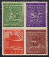 MEISSEN 1946 Rouletted Complete Set From Mini-sheet, Michel 35/38 C, Very Fine Never Hinged Mint SE_TENANT BLOCK... - Autres & Non Classés