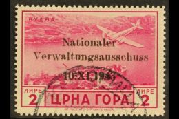 MONTENEGRO 1943 2L Rose-magenta Air National Committee Overprint (Michel 17, SG 92), Very Fine Used, Fresh,... - Autres & Non Classés