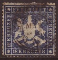WURTTEMBERG 1861-62 18k Blue, Perf 13½ On Thin Paper SG 44, (Michel 20y), Good Used With Upright Cds... - Autres & Non Classés
