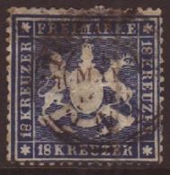 WURTTEMBERG 1861-62 18k Blue, Perf 13½ On Thin Paper SG 44, (Michel 20y), Good Used With Upright Cds... - Sonstige & Ohne Zuordnung