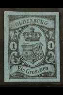 OLDENBURG 1859 1Gr Black On Blue, Mi 6a, Superb Mint No Gum With Huge Margins. For More Images, Please Visit... - Sonstige & Ohne Zuordnung