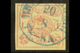 BRUNSWICK 1852 1Sgr Pale Carmine, Mi 1, Superb Used With Neat Blue Braunschweig Cds. Gebr Senf H/s On Reverse. For... - Autres & Non Classés