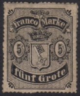 BREMEN 1862 5gr Black On Grey-brown, Percé én Scie 16, Mi 7A, Very Fine Mint With Large Part... - Other & Unclassified