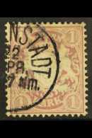 BAVARIA 1876-79 1m Pale Mauve With "M" And "A" Of "MARKE" Joined PLATE FLAW, Michel 43 I, Cds Used, Signed Sorani.... - Autres & Non Classés