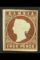 1874 4d Brown, Watermark "Crown CC" (only Part Of A Double Lined "O" Is Visible From The "CROWN COLONIES" Marginal... - Gambia (...-1964)