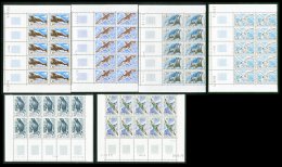 TAAF 1976 Wildlife Set Complete, Yv 55/60, In Superb NHM Bottom Margin Blocks Of 10 With Plate  Numbers And Corner... - Altri & Non Classificati