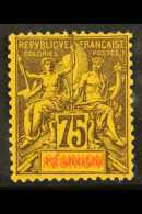 REUNION 1892 "Tablet" 75c Brown On Orange With Red "REUNION" Double (Yvert 43a, SG 45a) Unused (no Gum), Light... - Sonstige & Ohne Zuordnung