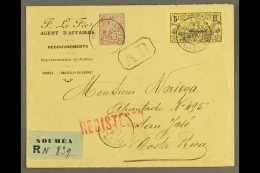 NEW CALEDONIA 1927 (4 Mar) Registered Cover To COSTA RICA Bearing 1905-07 40c & 5f Tied By Noumea Cds's; On... - Andere & Zonder Classificatie