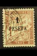 MOROCCO POSTAGE DUE. 1896 1 Peseta On 1f Reddish Brown, Yv 5, Fine Cds Used For More Images, Please Visit... - Sonstige & Ohne Zuordnung