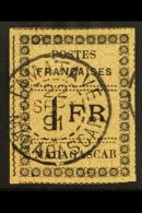 MADAGASCAR 1891 1fr Black On Yellow, Yv 12 Superb Used. For More Images, Please Visit... - Andere & Zonder Classificatie