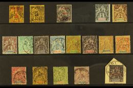 INDO - CHINA 1889-99 USED 19TH CENTURY RANGE On  A Stock Card. Includes 1889 5 On 35c Surcharges In Red And Black,... - Sonstige & Ohne Zuordnung