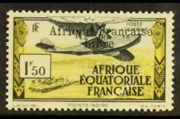 FRENCH EQUATORIAL AFRICA 1940-41 1.50f Olive-black & Lemon Air "Afrique Francaise Libre" Overprint (Yvert 14,... - Andere & Zonder Classificatie