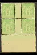 1898-1900 5c Yellow-green Sage Type III, Yvert 102, SG 282, Fine Never Hinged Mint Marginal GUTTER BLOCK Of 4,... - Other & Unclassified