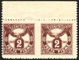 POSTAGE DUES 1919 2c Brown, Variety "HORIZONTAL PAIR IMPERF BETWEEN", Sass. 13b, Very Fine Mint, Fresh &... - Fiume