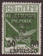 EXPRESS 1922 (12 SEPT) 50c On 5c Green Military Post With "Reggenza" Opt, Sass 4, Never Hinged Mint. For More... - Fiume