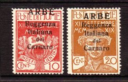 ARBE 1920 Overprinted 10c Carmine & 20c Brown Orange, Sass 2/3, Very Fine Mint, Slight Hinge Thin To Each. Cat... - Fiume
