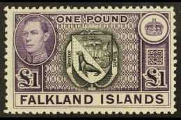 1938-50 £1 Black And Violet, SG 163, Very Fine Mint. For More Images, Please Visit... - Falkland