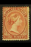 1878-79 1d Claret, No Watermark, SG 1, Mint With Part Original Gum, Crease And A Few Toned Perfs, Cat £750.... - Falklandeilanden