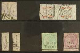 1882-86 USED SURCHARGE SELECTION Includes 1882-85 Bisects With ½d On 1d In Black (both Halves - Joined),... - Dominique (...-1978)