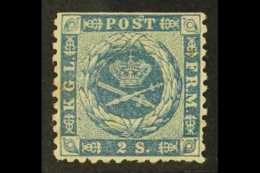 1854-7 2s Light Blue, Dotted Spandrels, Private Perf.13, SG 8b, Facit 3 V4, Mint With Gum, Straight Edge At Top... - Otros & Sin Clasificación