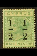 1886 "½" On ½pi Emerald-green Surcharge With Fractions 6mm Apart Wmk CA With LARGE "2" AT RIGHT... - Andere & Zonder Classificatie