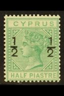 1882 "½" On ½pi Emerald-green Surcharge Wmk CA With SPUR ON "1" Variety, SG 25c, Fine Mint, Very... - Andere & Zonder Classificatie