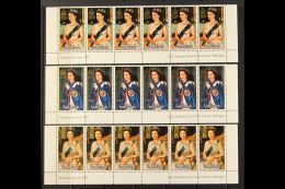 1987 $2.80 SURCHARGES ON Queens Birthday Set SG 1144/46, Each In A Fine Lower Printers Imprint Strip Of Six With... - Cookeilanden
