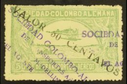 SCADTA PRIVATE AIR 1921 Diagonal Violet Surcharge 30c On 50c Dull Green (SG 7, Scott C20, Michel 8 II) Fine Used.... - Colombie