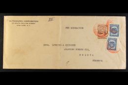 SCADTA 1923 COMMERCIAL COVER From New York To Bogota, Endorsed "POR HIDROAVION", And Bearing 1923 60c Yellow-brown... - Kolumbien