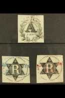 REGISTRATION STAMPS 1865 5c Black "A" Very Fine Used And 5c Black "R" (2) With Blue And Red Cancels. Superb Trio.... - Kolumbien