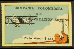 COMPANIA COLOMBIANA De NAVEGACION AREA 1920 10c Multicolored "Pilot Signalling Bi-Plane", SG 4, (Scott C5) Superb... - Colombie