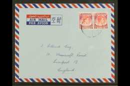 1955 22 May) Airmail Envelope To England, Bearing Singapore KGVI 35c Pair, Tied COCOS ISLAND Cds, Sent From A... - Cocoseilanden