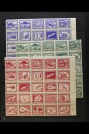 1948 Fauna Complete Set As Three SE-TENANT BLOCKS Of 25 (Scott 254a/y, 255a/y & C124a/y, SG 381z/83z), Fine... - Chile