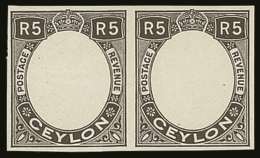 1927 5r Black On Glazed Paper, Pair Of Proofs For The Outer Frame (as SG 565), Very Fine. For More Images, Please... - Ceylan (...-1947)