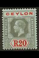 1912 -25 20r Black And Red On Blue, Geo V, SG 319, Superb Mint. For More Images, Please Visit... - Ceylon (...-1947)