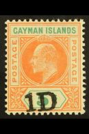 1907 1d On 5s Salmon And Green Provisional, SG 19, Superb Never Hinged Mint. For More Images, Please Visit... - Kaimaninseln