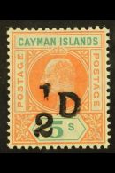 1907 ½d On 5s Salmon And Green Provisional, SG 18, Superb Never Hinged Mint. For More Images, Please Visit... - Kaimaninseln