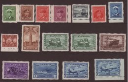 1942-48 War Effort Complete Set, Postage And Air, SG 375/88 & 399/400, Very Fine Never Hinged Mint. Fresh! (16... - Other & Unclassified