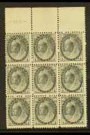 1898-1902 ½c Black, SG 150, Marginal Block Of 9, Mint With Gum Faults, Nice QV Multiple Nevertheless (9... - Autres & Non Classés