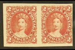 1863 2c Chalon Portrait IMPERF PLATE PROOF PAIR In Deep Rose On Thick Card (pair). For More Images, Please Visit... - Altri & Non Classificati